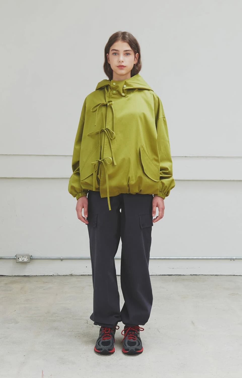 페스토 Pesto 리본 후드 자켓 올리브 ribbon hood olive 상품이미지1