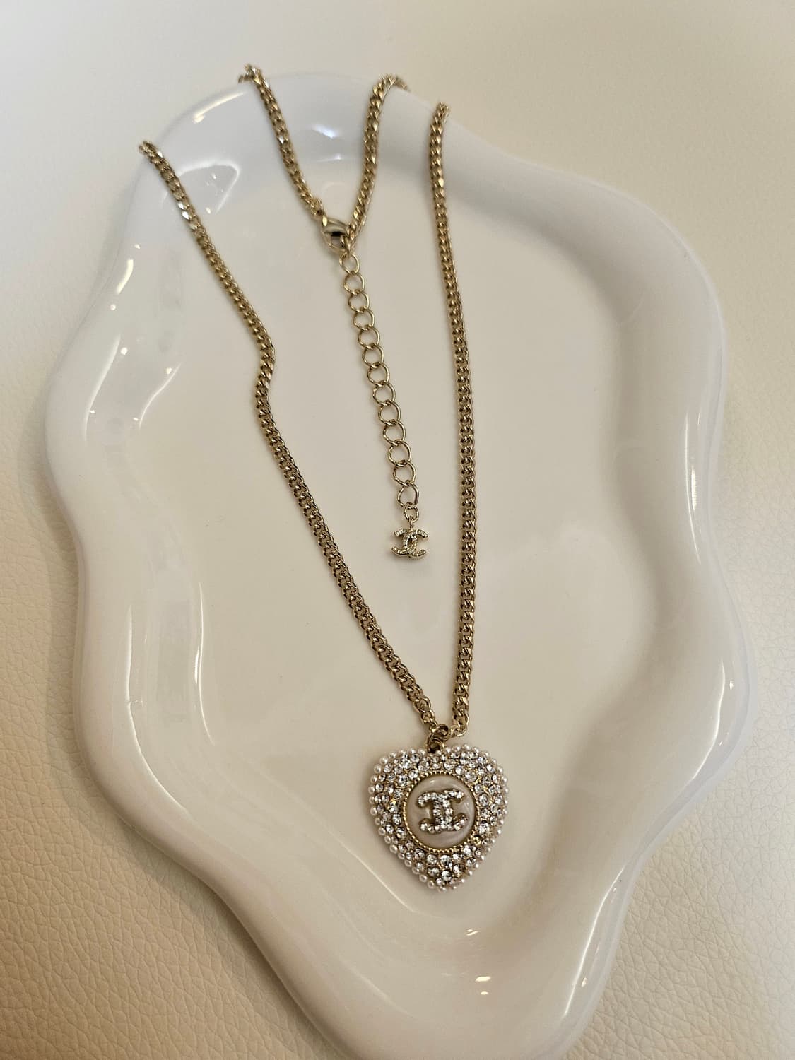 샤넬 큐빅하트 진주 목걸이 업사이클링 상품이미지4