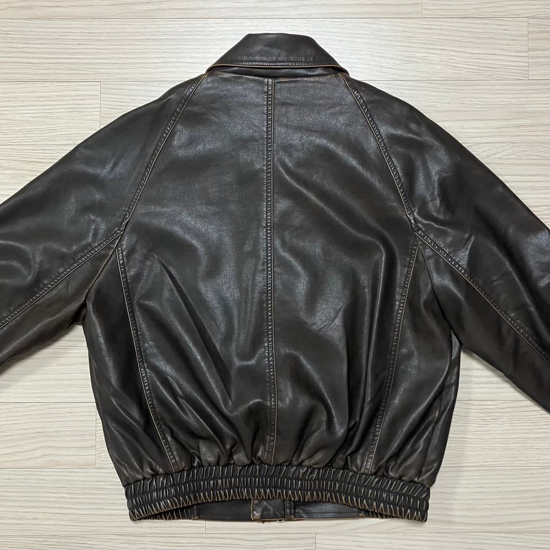 [Partimento] 파르티멘토 워시드 레더 보머 자켓 브라운 상품이미지4