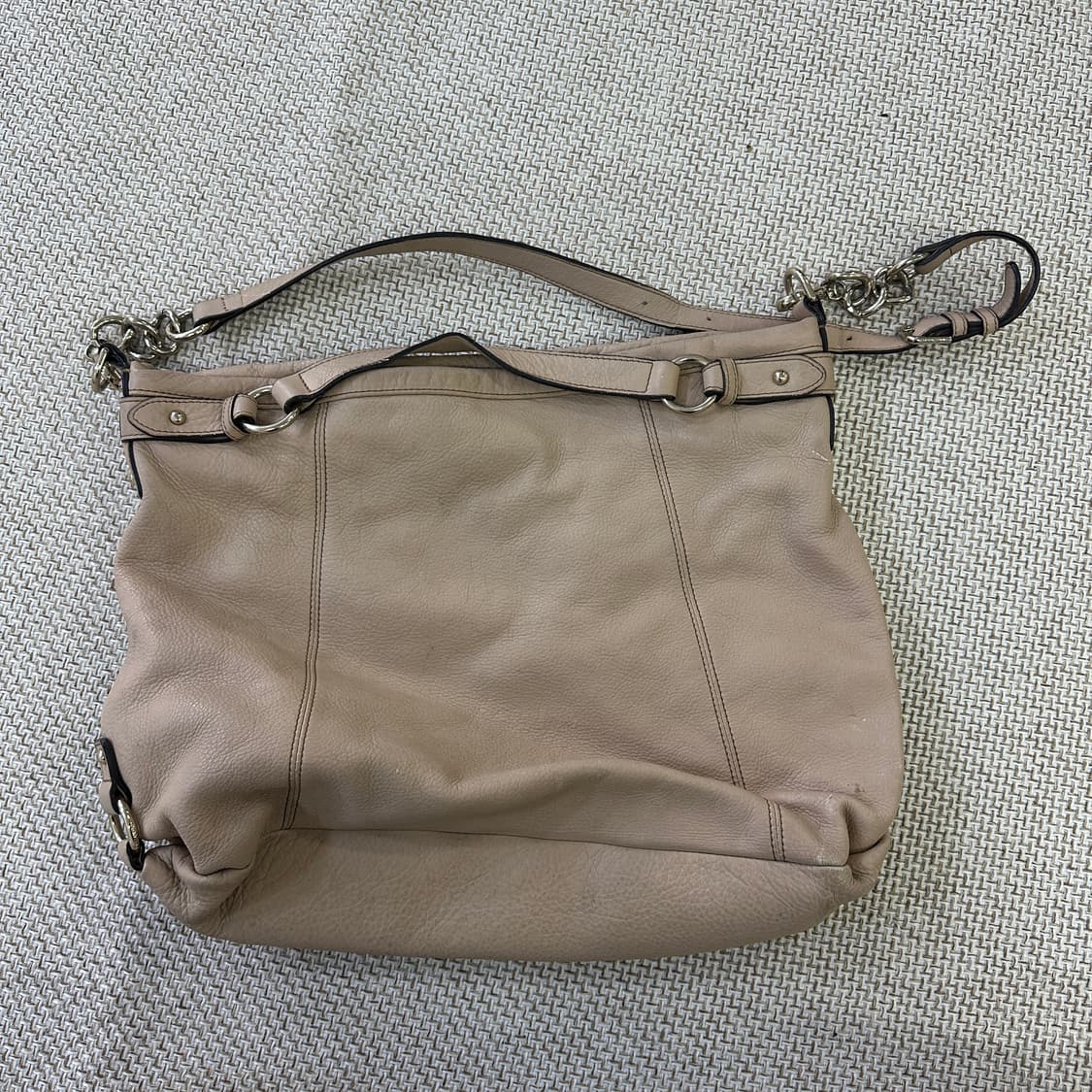 실측확인 빈폴 베이지 가죽 숄더백 0409D 상품이미지2