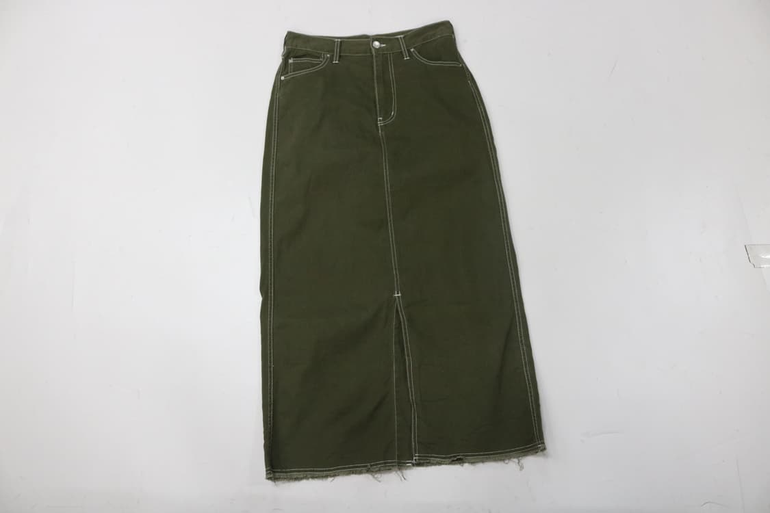 빈티지 카키 브라운 밑단 버튼 비조 디테일 코듀로이 크롭 7부 팬츠 28 상품이미지2