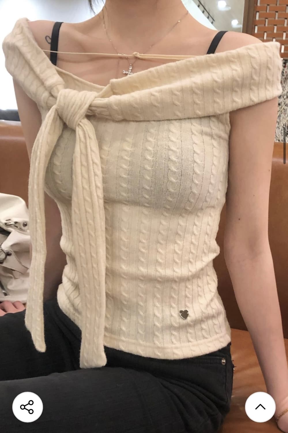 포어링 차나 오프숄더 니트 아이보리 상품이미지2