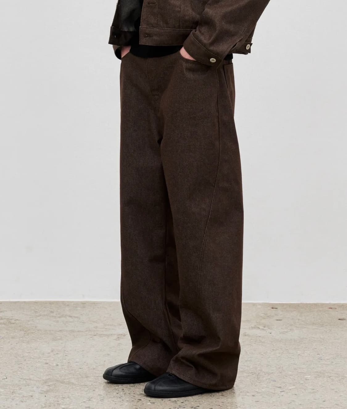 논페이드 커브드 데님 팬츠 브라운 상품이미지1