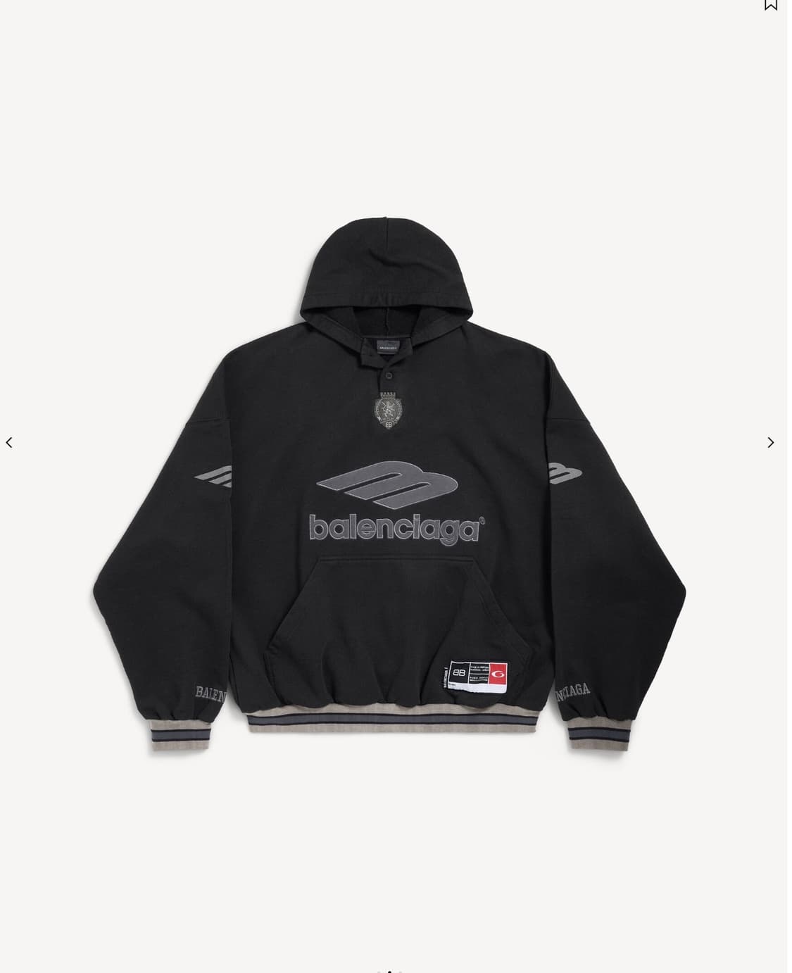 발렌시아가 3b 풋볼 폴로 후드티 XS 상품이미지1