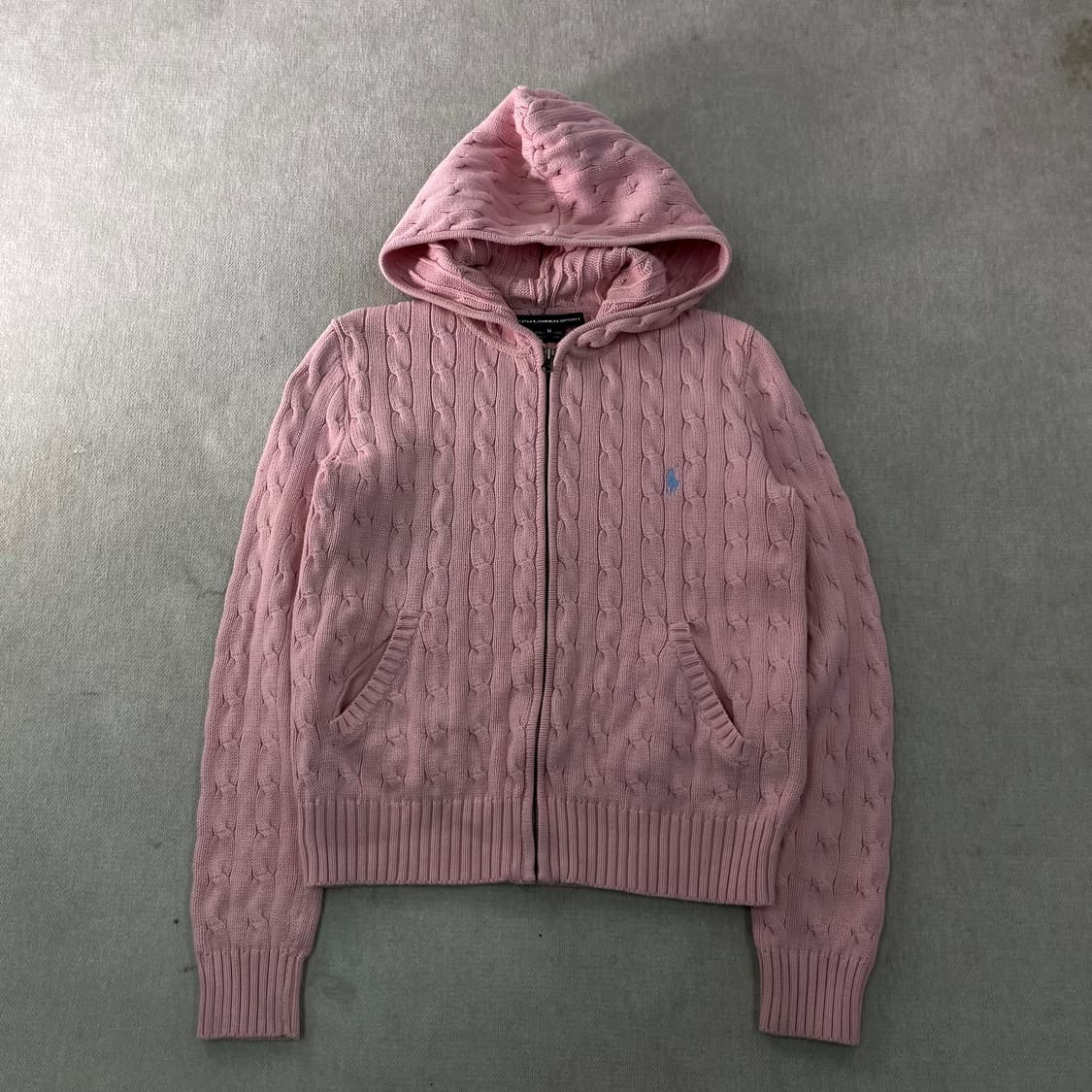 W95 폴로랄프로렌 꽈배기 핑크 후드집업 상품이미지1