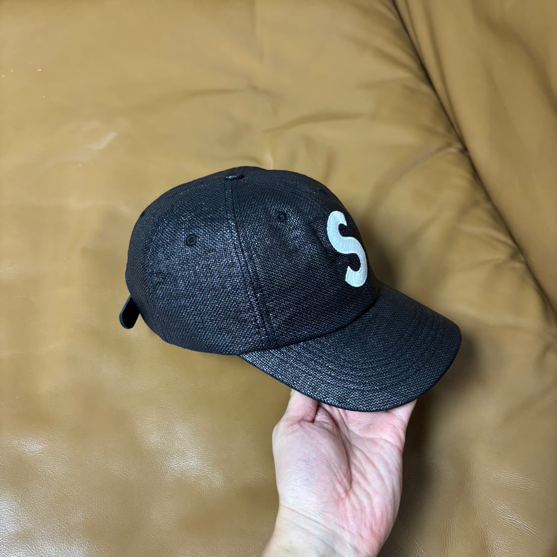 Supreme 슈프림 라피아 블랙 S로고 6패널 볼캡 모자 (Black) 상품이미지3