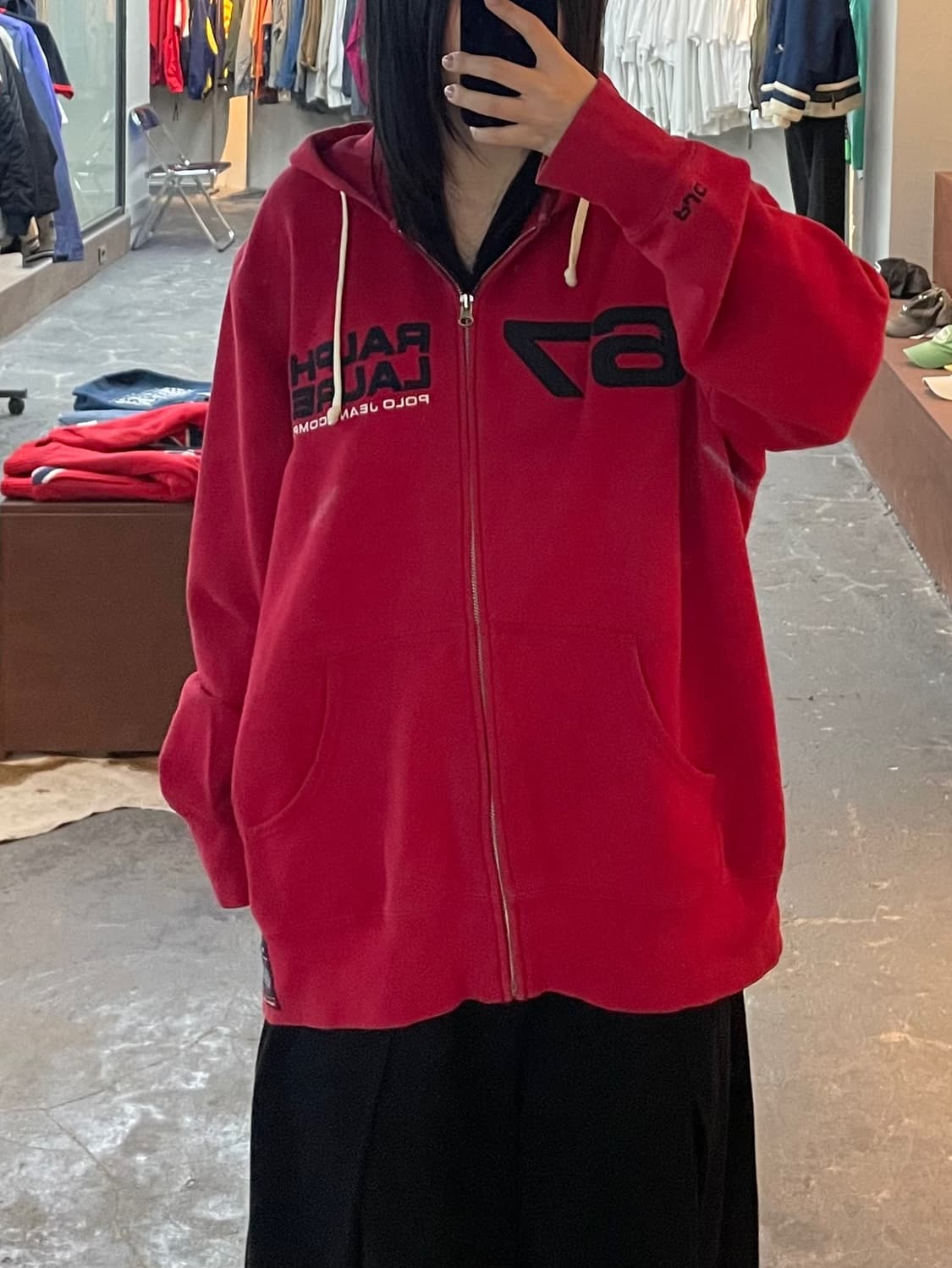 폴로 진스 컴퍼니 랄프로렌 빈티지 레드 후드집업 H2185 상품이미지1