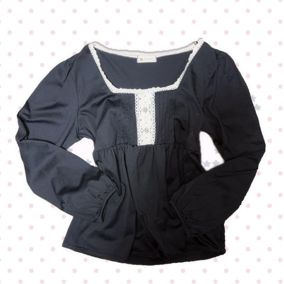 히메갸루 모리걸 레이스 포인트 블랙 긴팔 탑 상의 상품이미지3