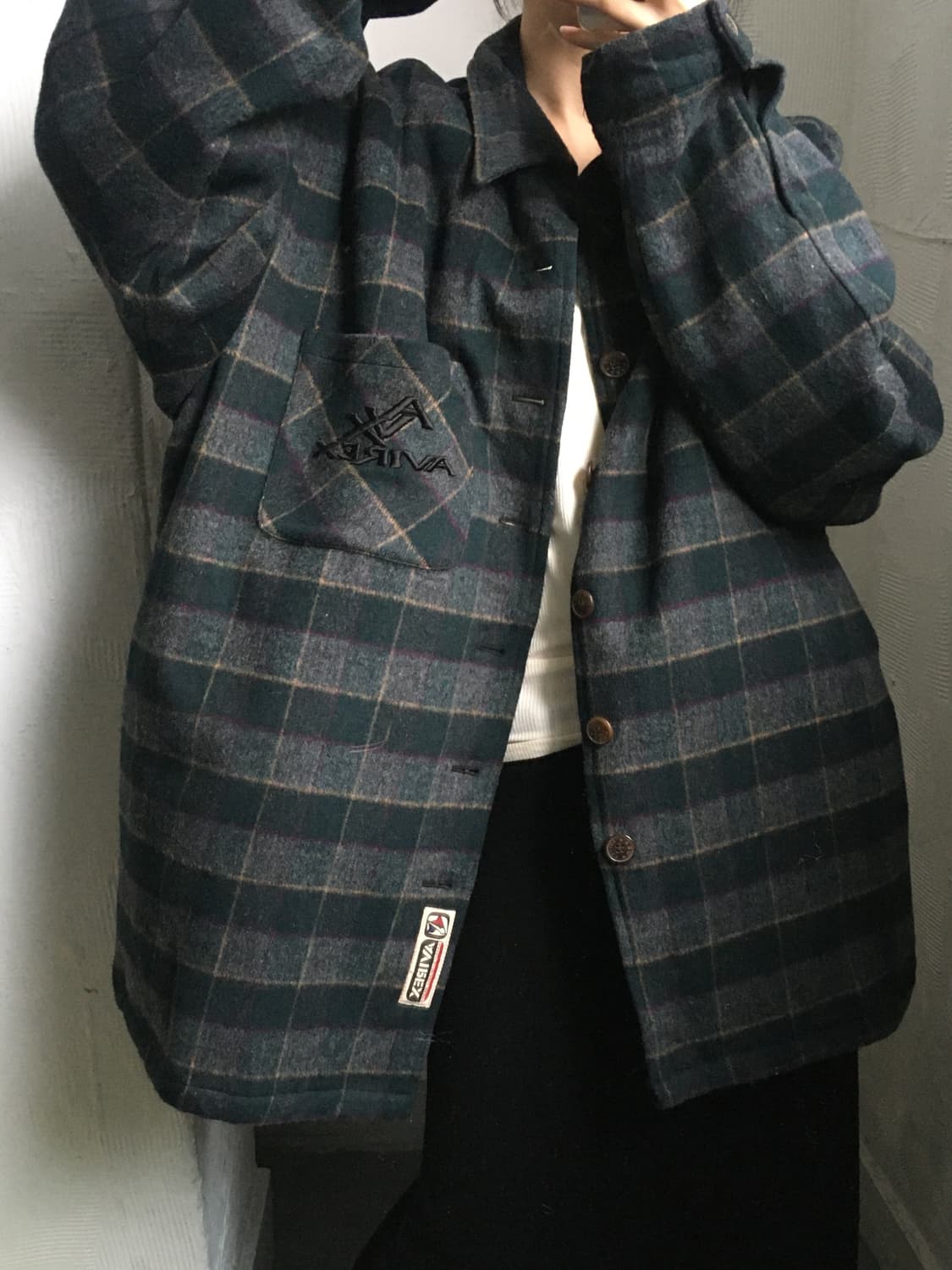 Avirex 아비렉스 그린 체크 플란넬 셔츠 자켓 상품이미지1