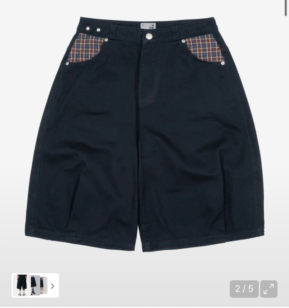 더콜디스트모먼트 체크 포켓 반바지 네이비 상품이미지1