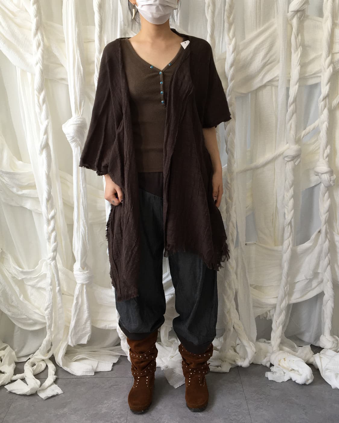 Grunge mood open cardigan 상품이미지6