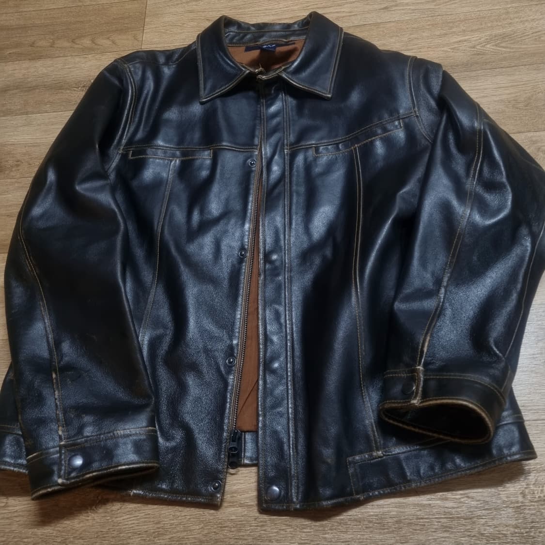 올드갭 브라운 레더 자켓 m 상품이미지5
