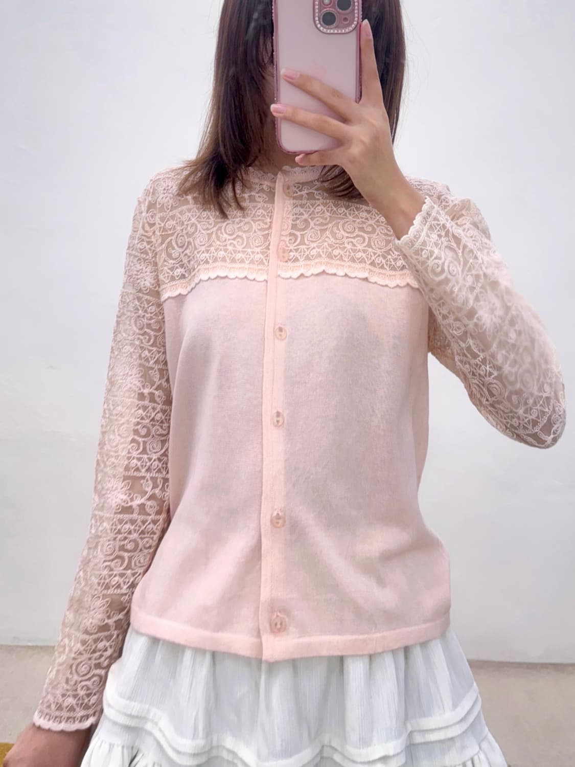 달천깔 딸기우유 핑크 레이스 가디건 /스나계 히메갸루 양산형 모리걸 상품이미지5