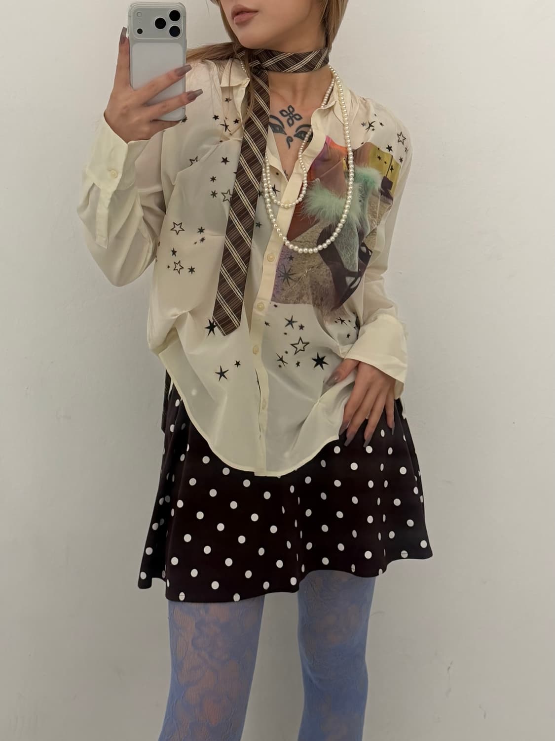 브라운 체크 넥타이 상품이미지4