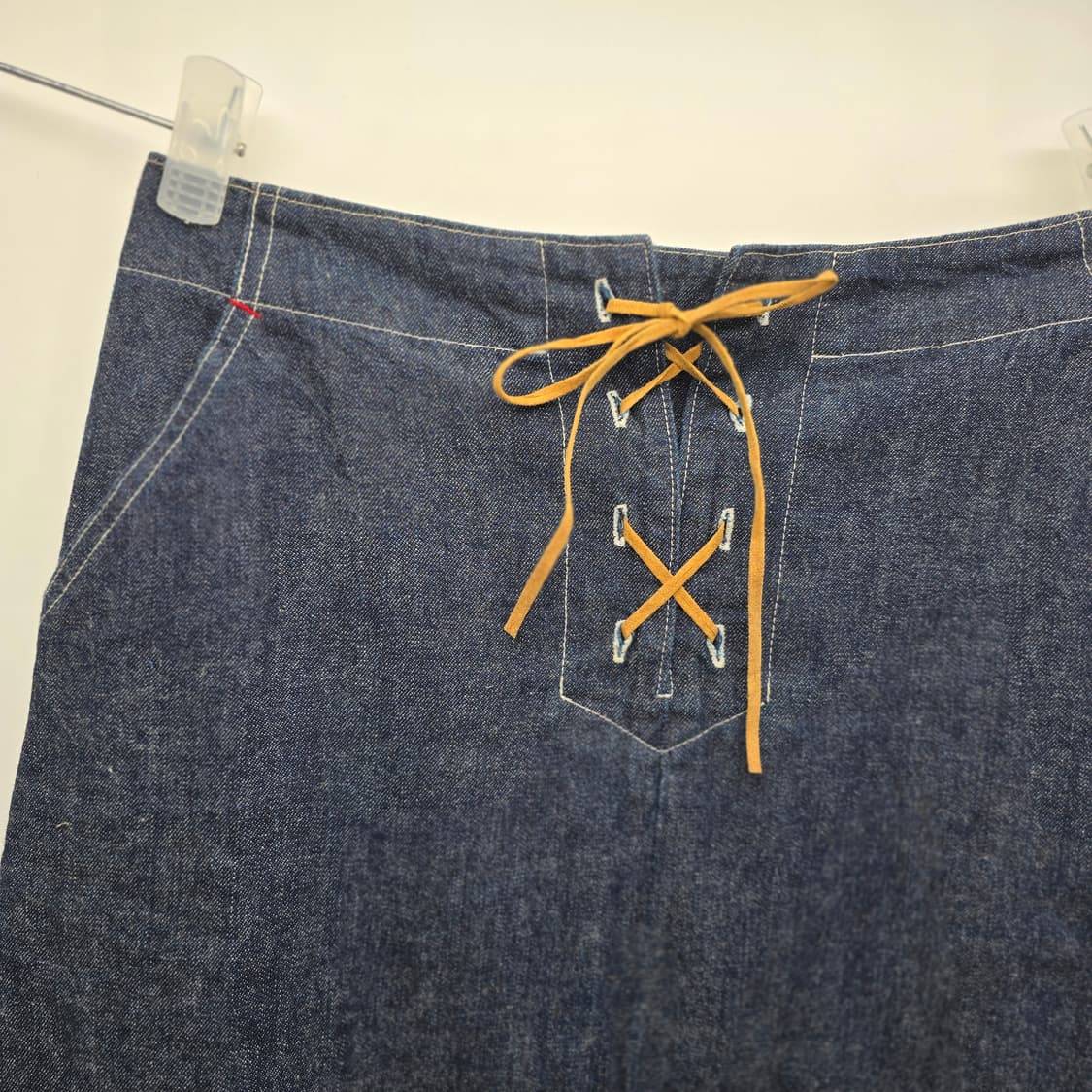 일본 빈티지 데님 레이스업 롱 스커트 상품이미지2