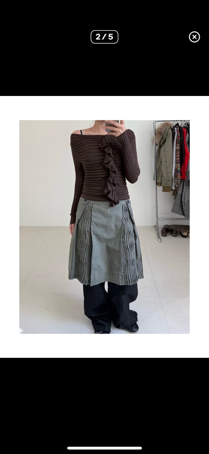 브라운 프릴 니트 상품이미지2