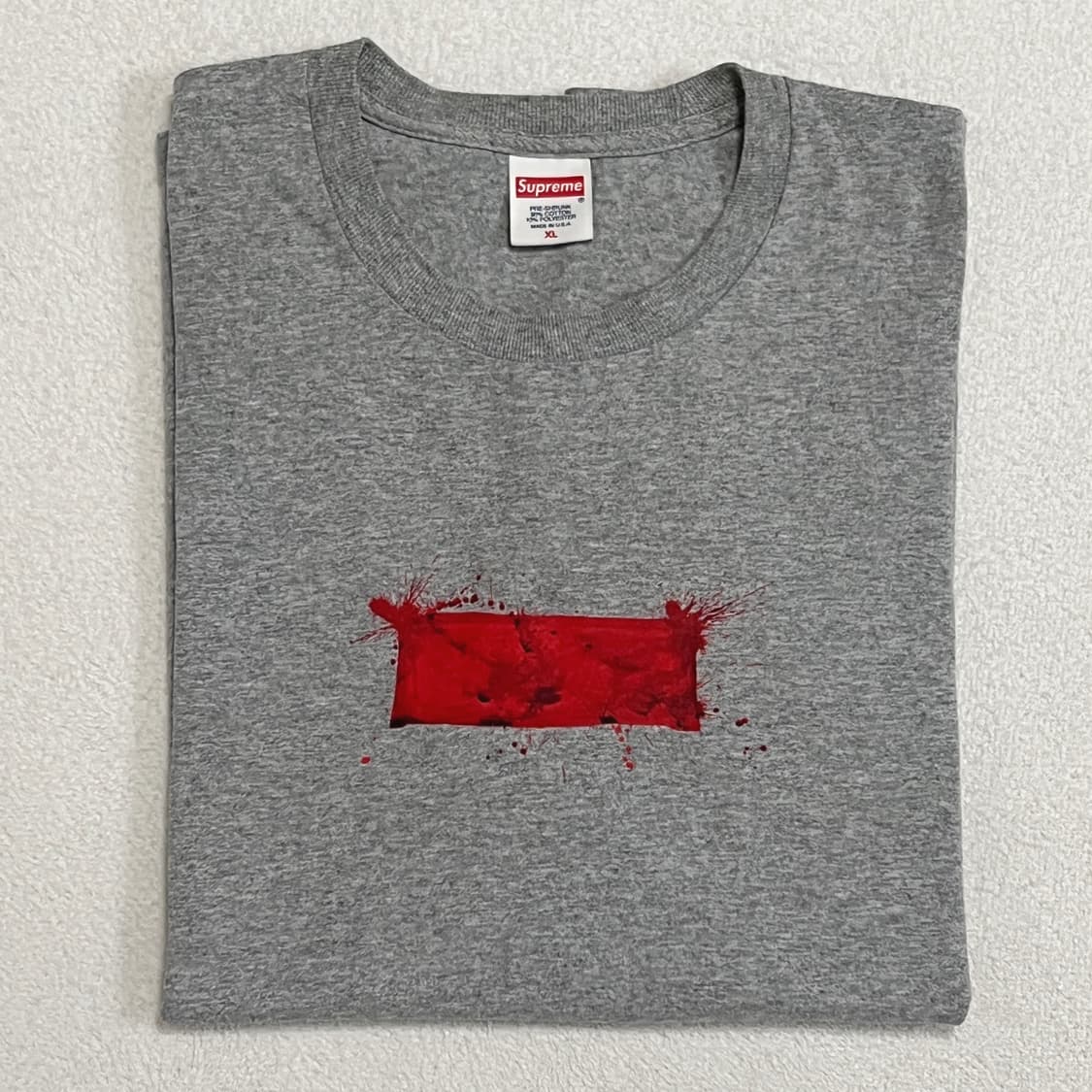 슈프림 22SS 랄프 스테드먼 박스로고 티셔츠 헤더 그레이 상품이미지1