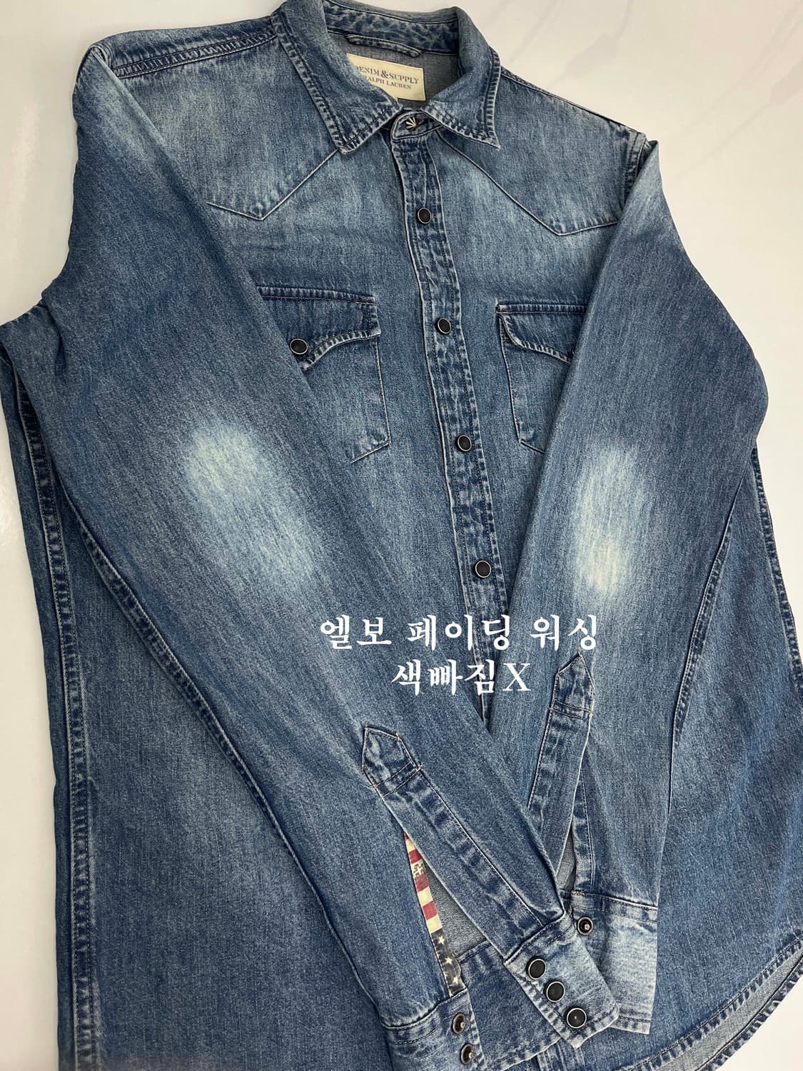 폴로 랄프로렌 콘초 썬더버드 워시드 인디언 사우스웨스턴 데님 셔츠 상품이미지9