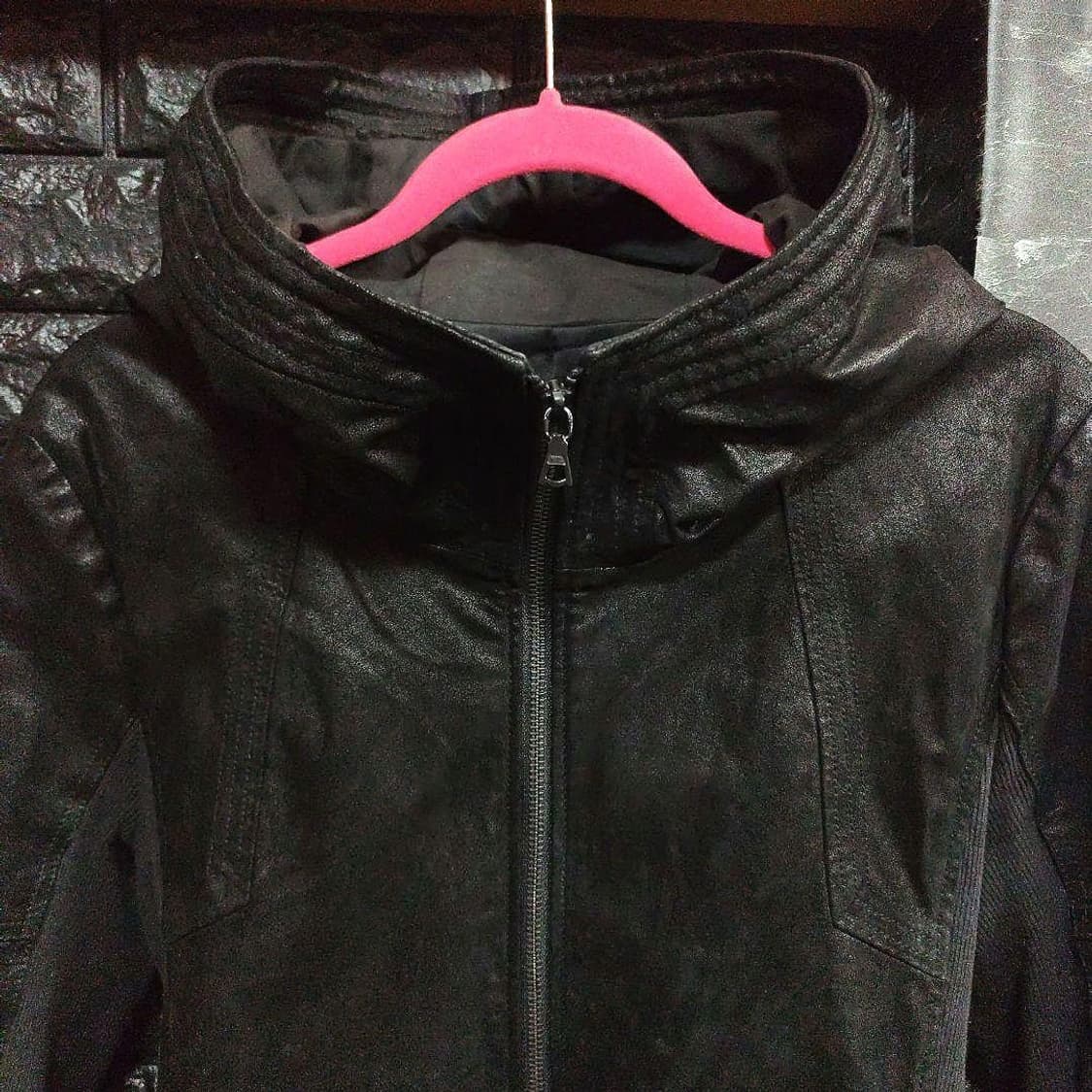 No id. 레더 스웨이드 후드 자켓 상품이미지5