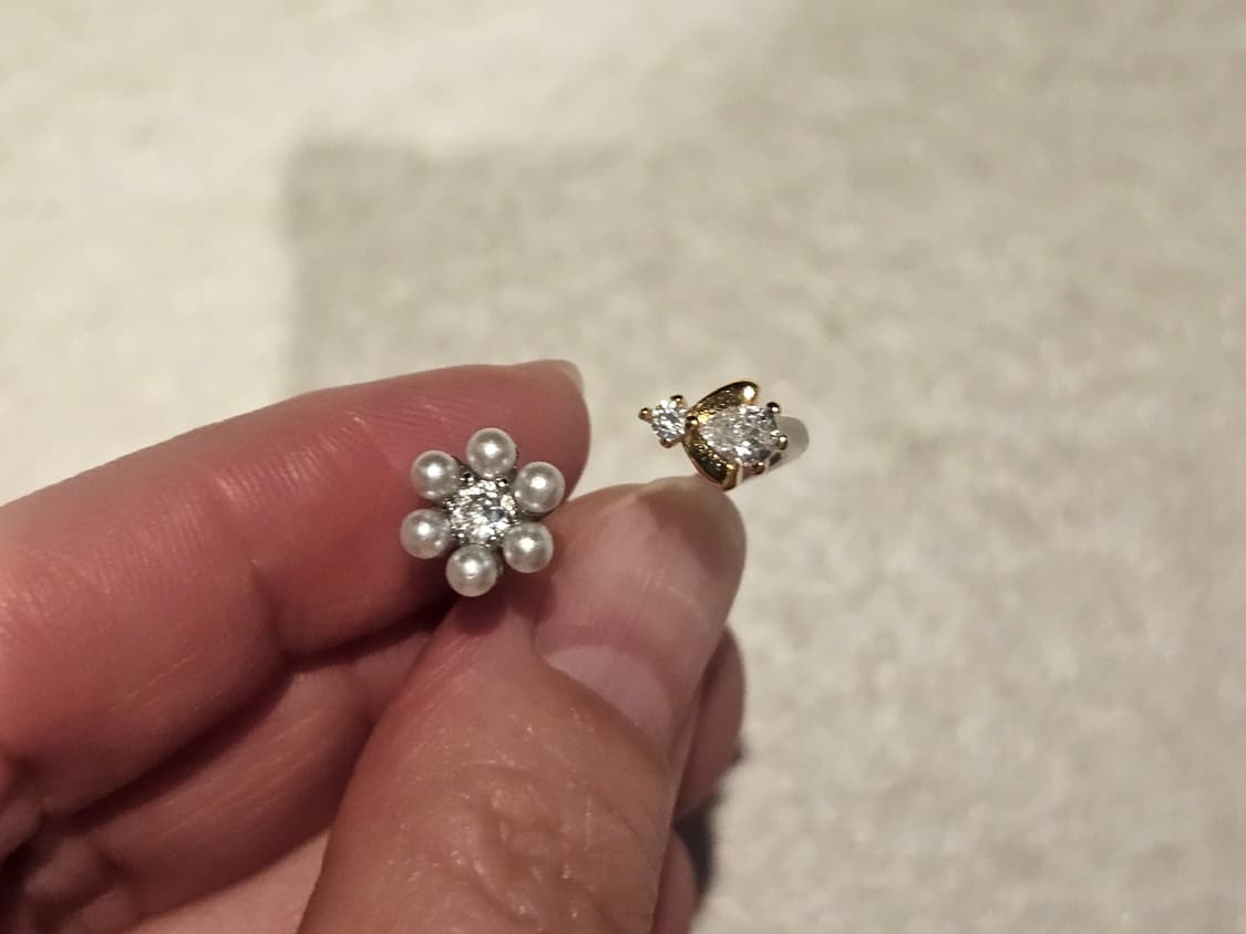 진주 플라워 앤 벌 실버 큐빅 오픈링 새상품 상품이미지3