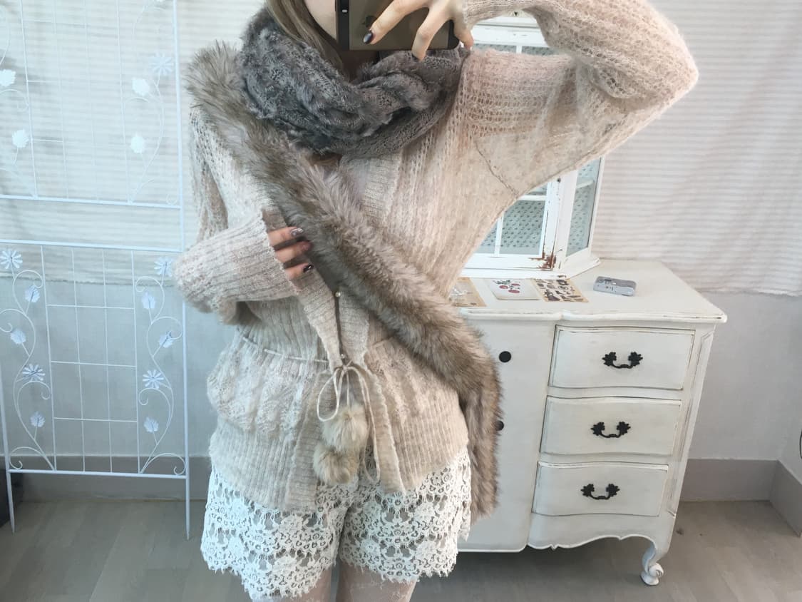 일본빈티지 핑크베이지 페어리가디건 상품이미지5