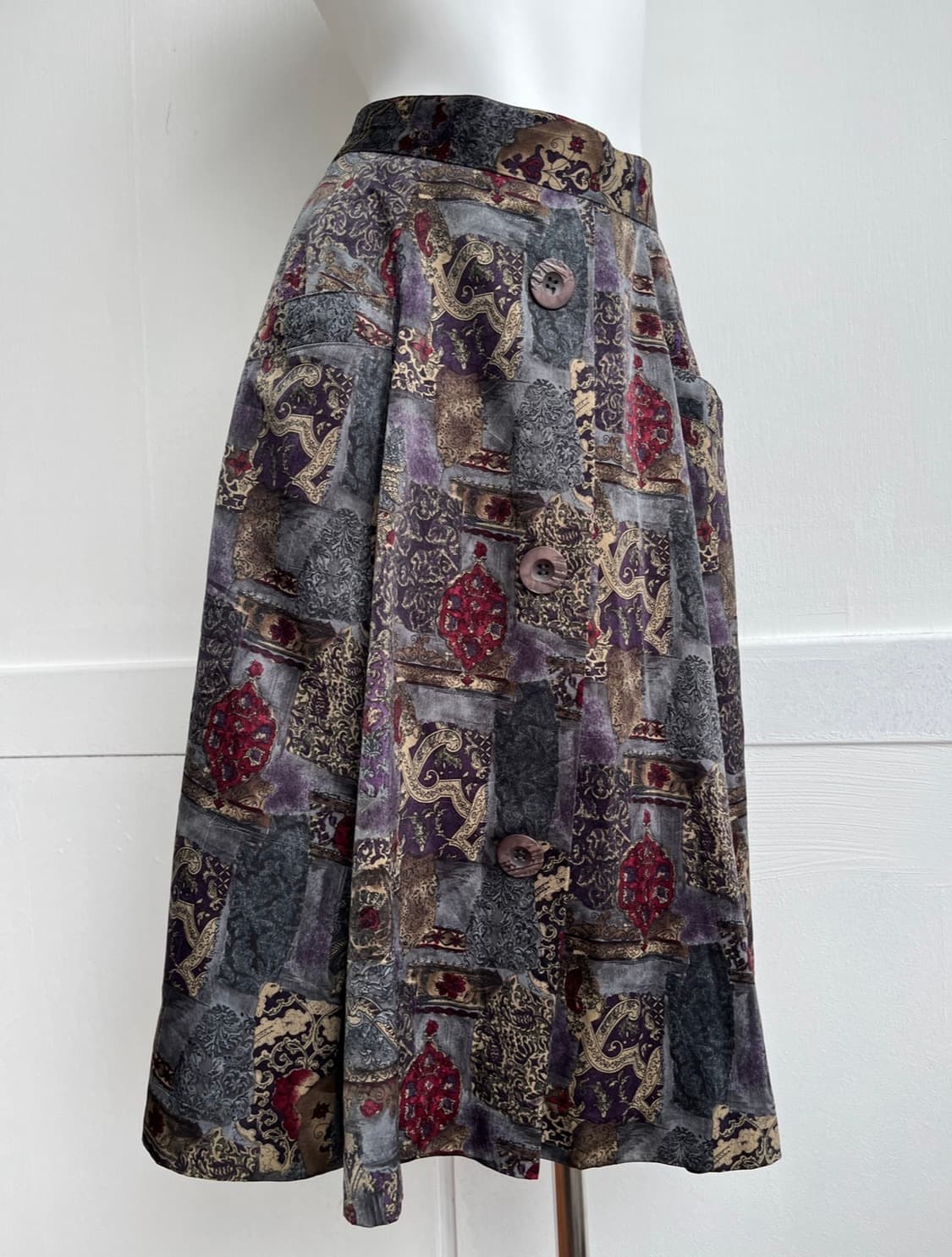 STREAM 오리엔탈 믹스 패턴 버튼 스커트 상품이미지1