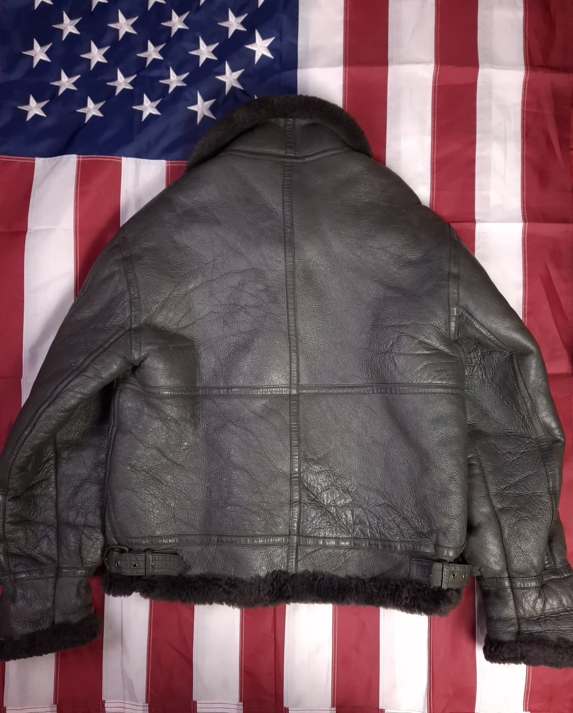 90's 국내산 미공군 B-3 TYPE 리얼레더 항공폭격기 무스탕 상품이미지8