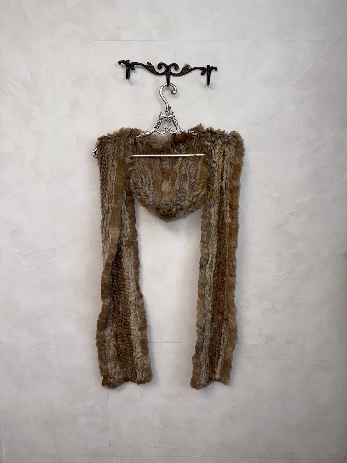 Valencia brown rabbit fur hood muffler 상품이미지3