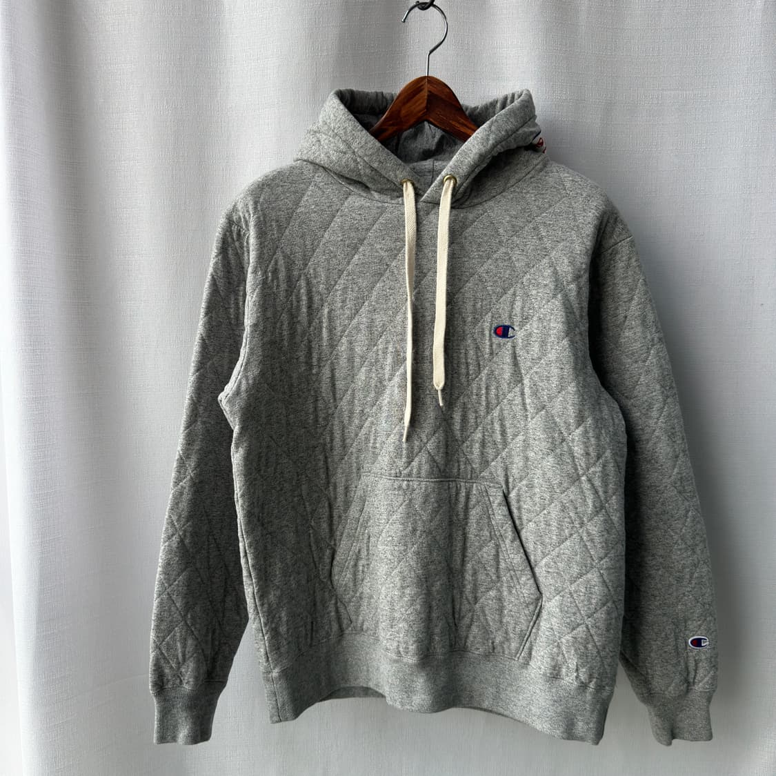 챔피온 재팬 직영점 한정판 멀티 패치 퀼팅 후드티 그레이 XL 상품이미지2