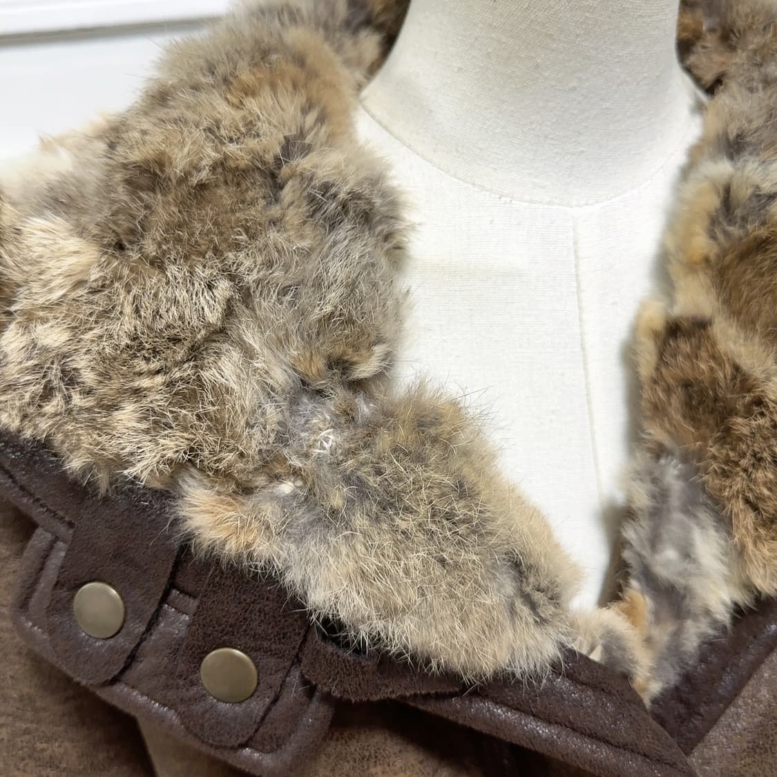 빈티지 Y2K토끼털칼라 스웨이드 가죽자켓 상품이미지4