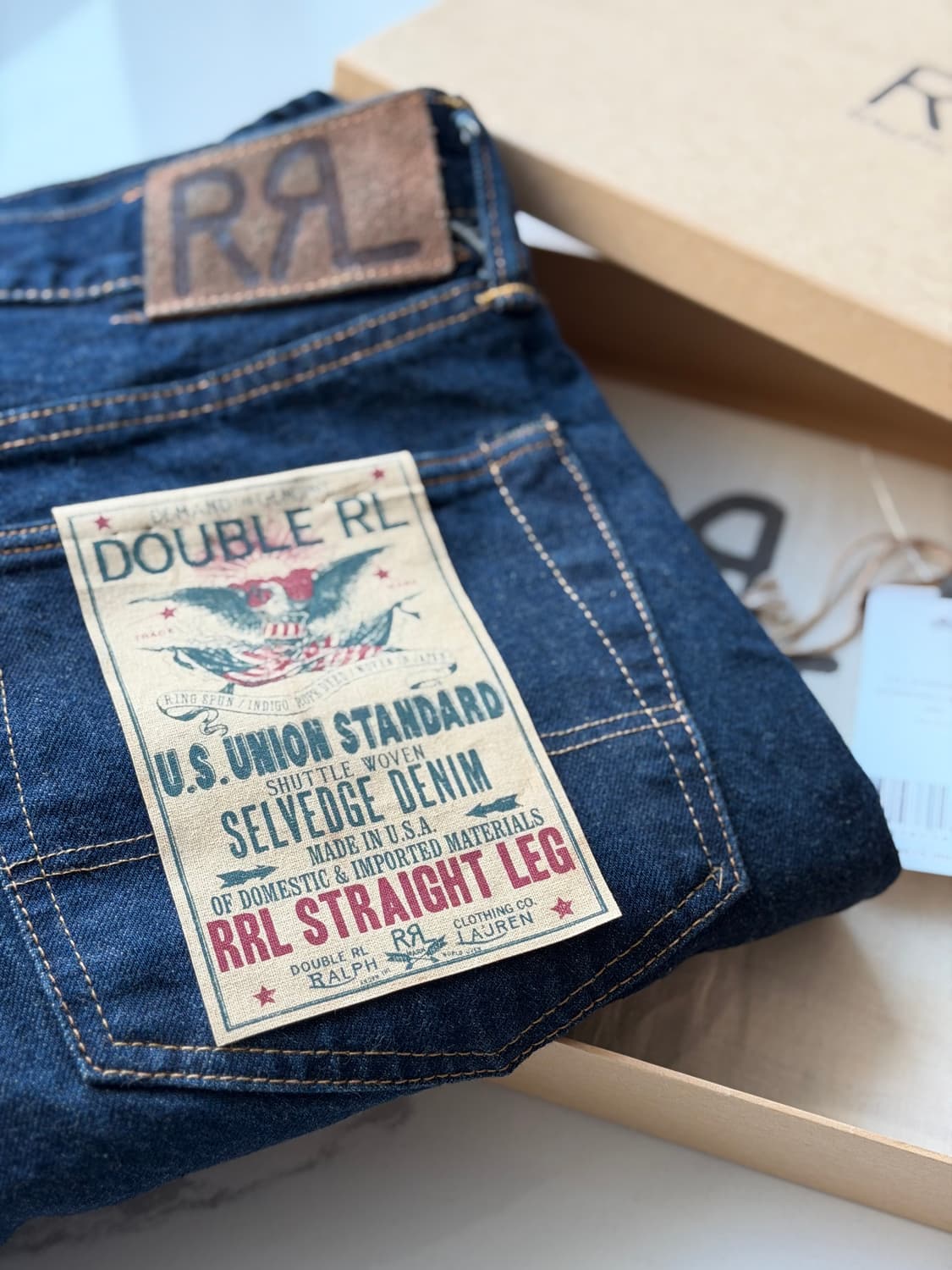 RRL 더블알엘 스트레이트핏 원스 워시 셀비지 진 33-32 청바지 데님 상품이미지1