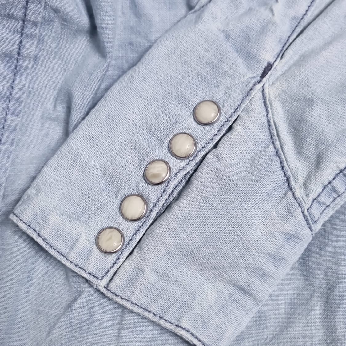 빈티지 리바이스 웨스턴 연청 데님 셔츠 여자 XS 청자켓 긴팔 상품이미지8