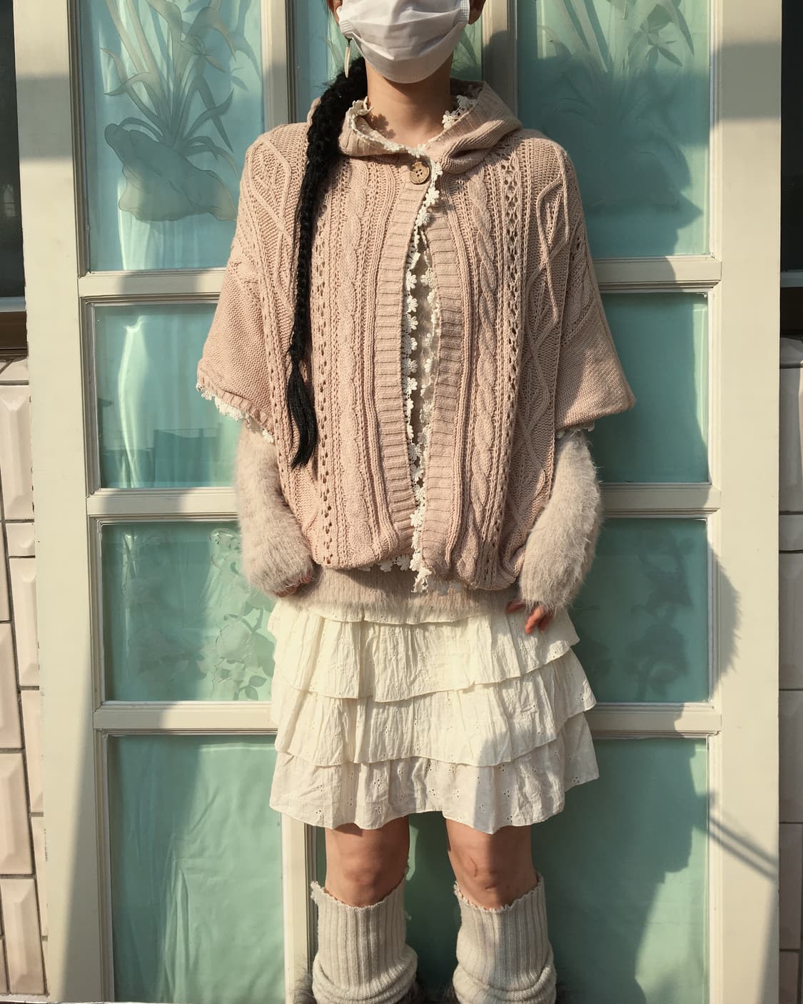 Crochet trimming hood cape 상품이미지1