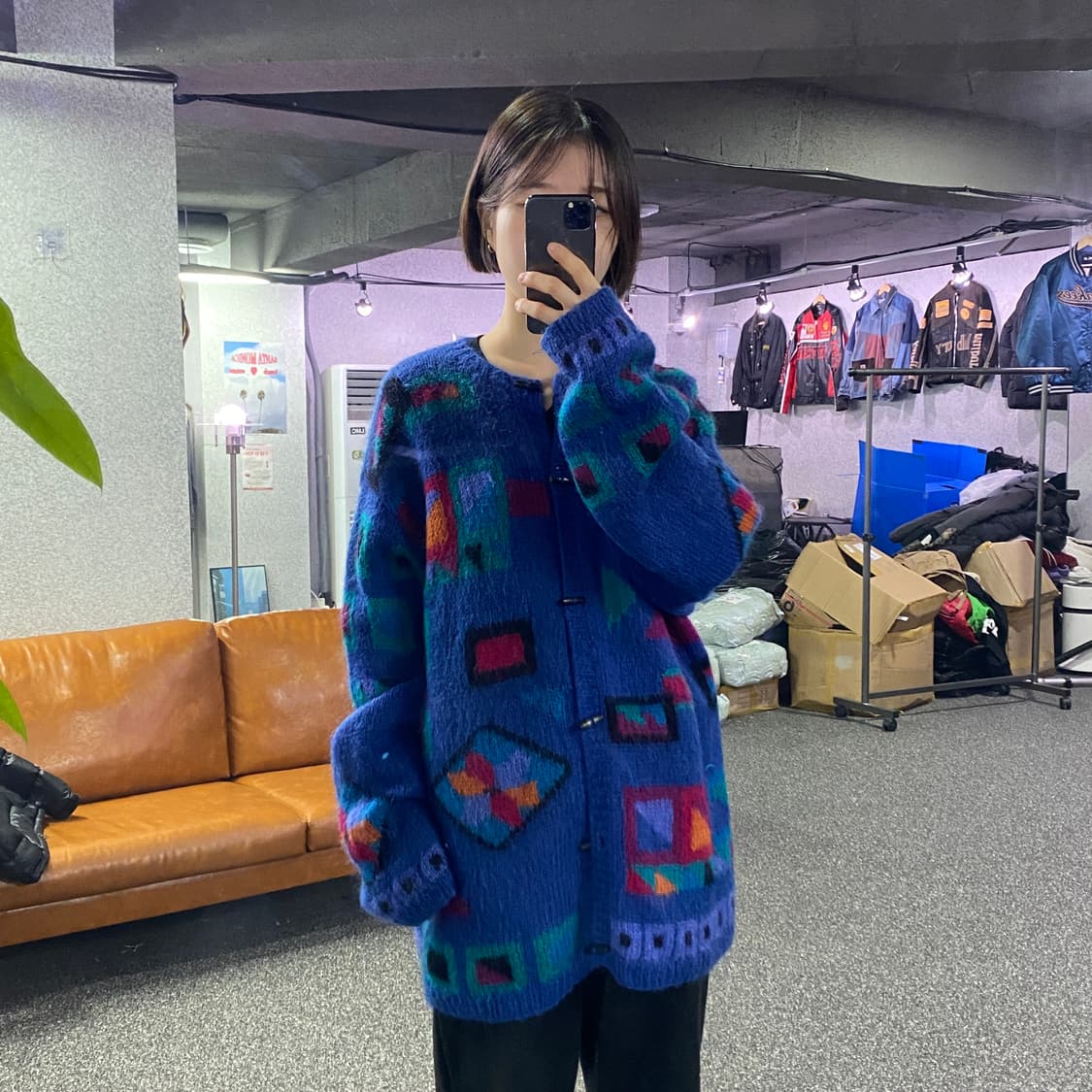 빈티지 코위찬 컬러블록 니트 가디건 b3391 상품이미지1