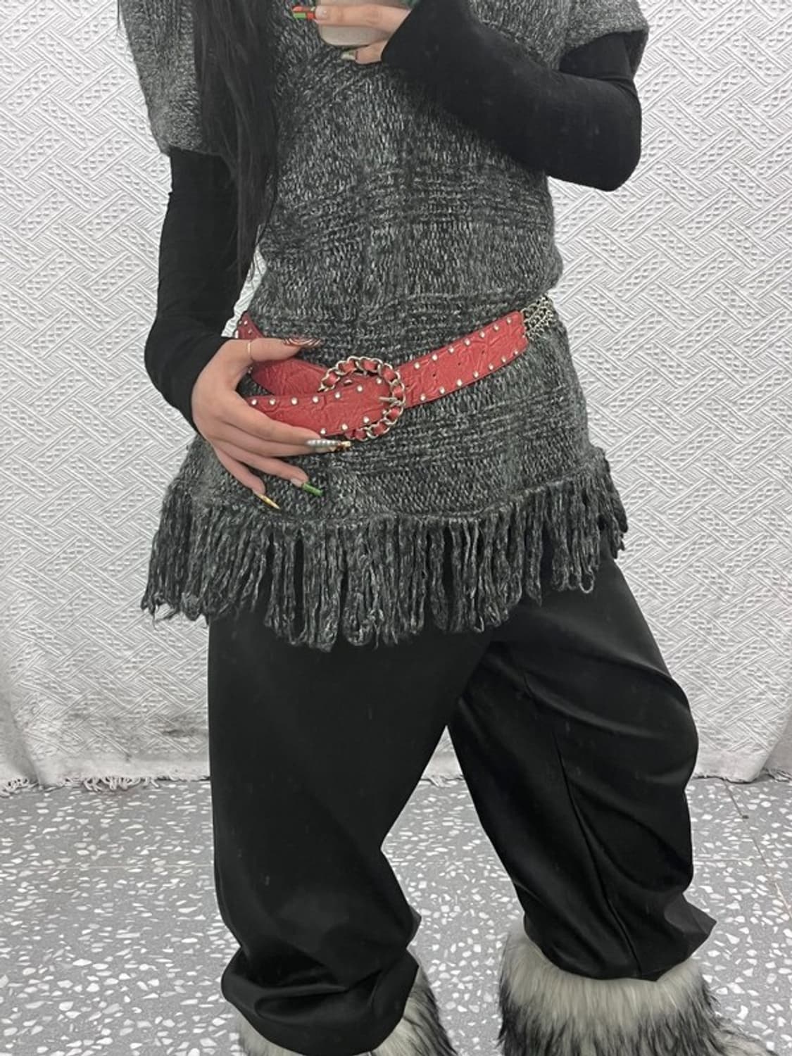 빈티지 Y2K 레트로 00's 대장급 스터드 체인 벨트 C09608 상품이미지1