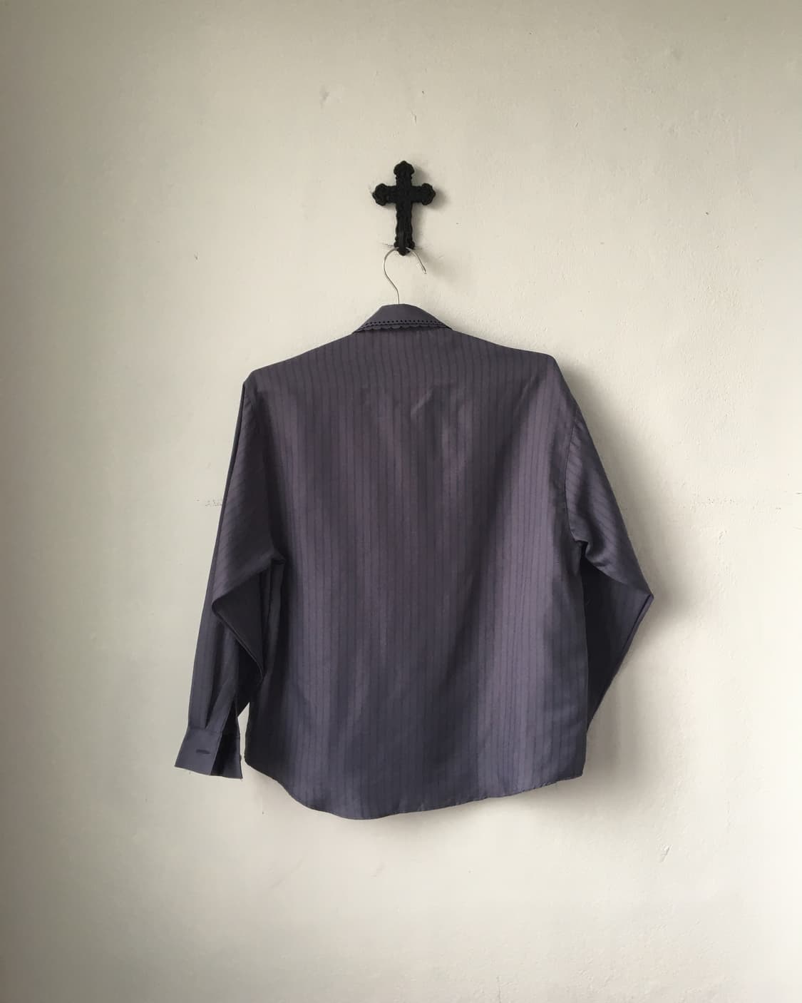 Collar point stripe pattern blouse 상품이미지3