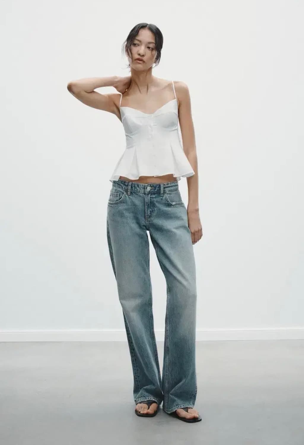 ZARA 자라 포플린 크롭트 탑, 자라 플레어 탑, 자라 플레어 나시 상품이미지3