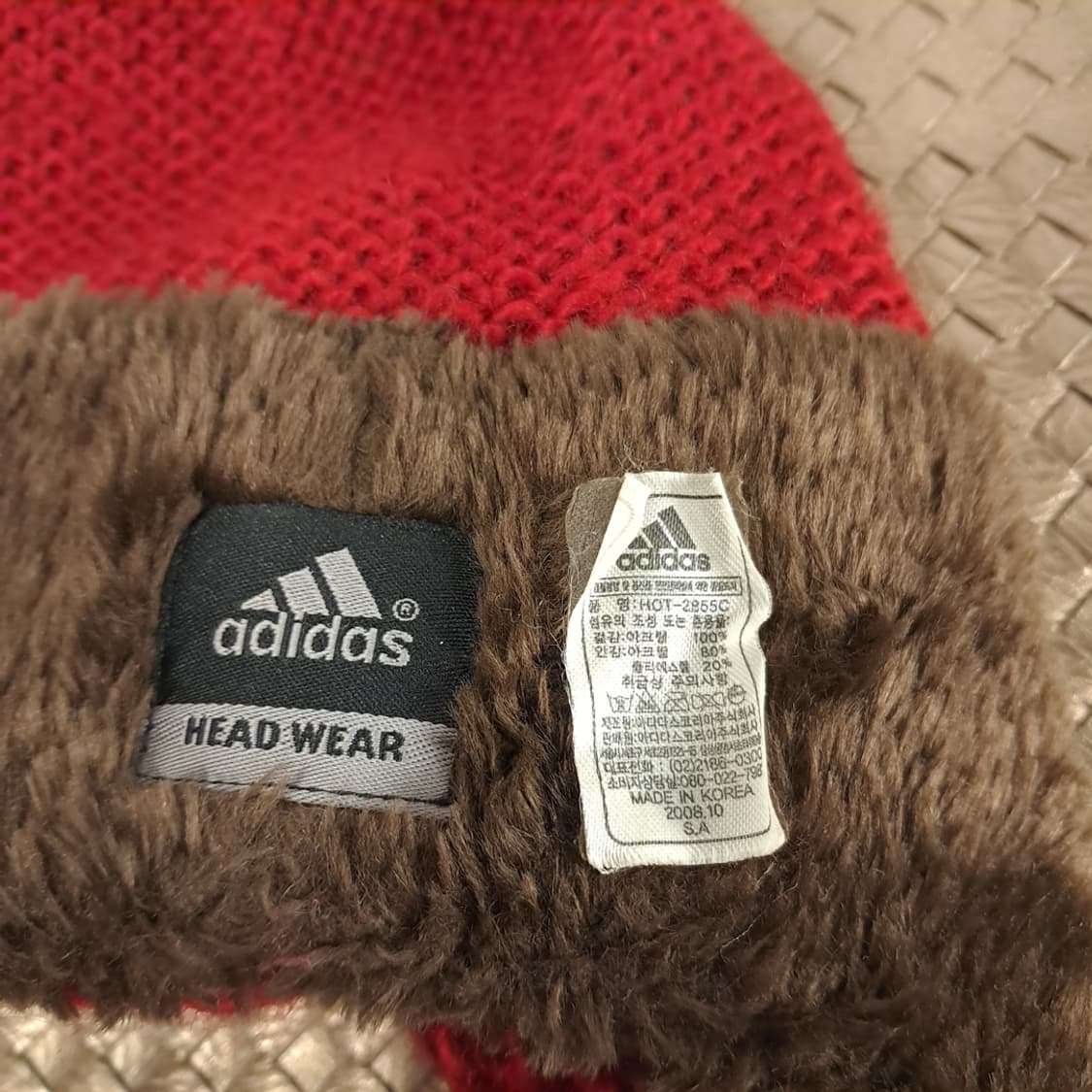 00s Adidas Red Knit Earflap Hat P1999 상품이미지6