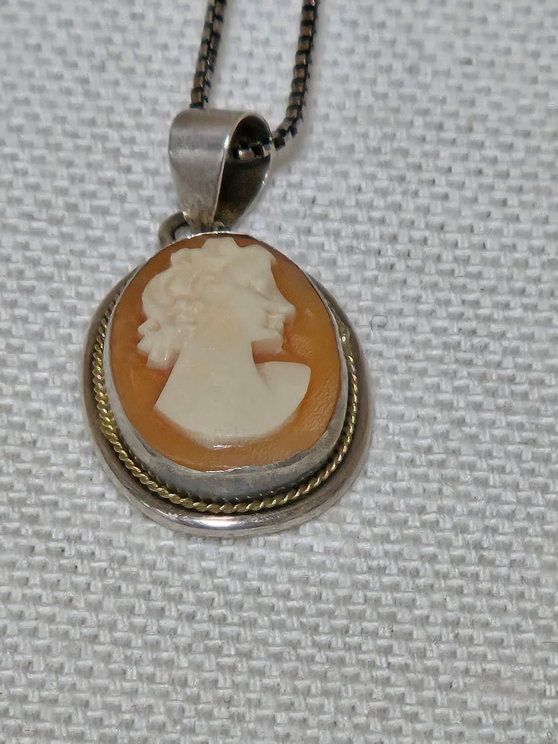 빈티지 카메오 펜던트 925 실버 이태리체인 상품이미지2
