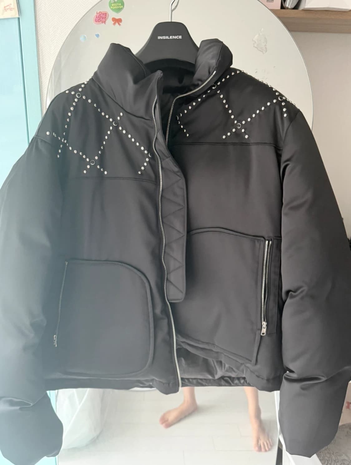 김미더영 스터드 패딩 블랙 상품이미지1