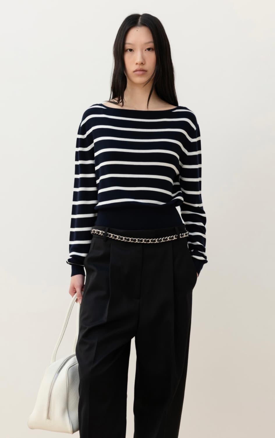 오르 실크 블랜드 풀오버 네이비 M 상품이미지1