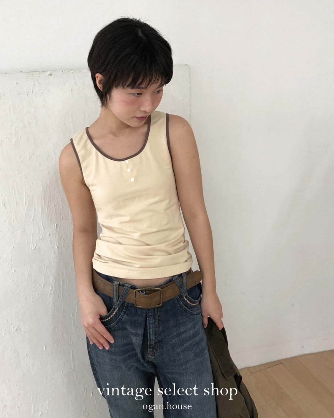 vintage contrast sleeveless top 상품이미지3