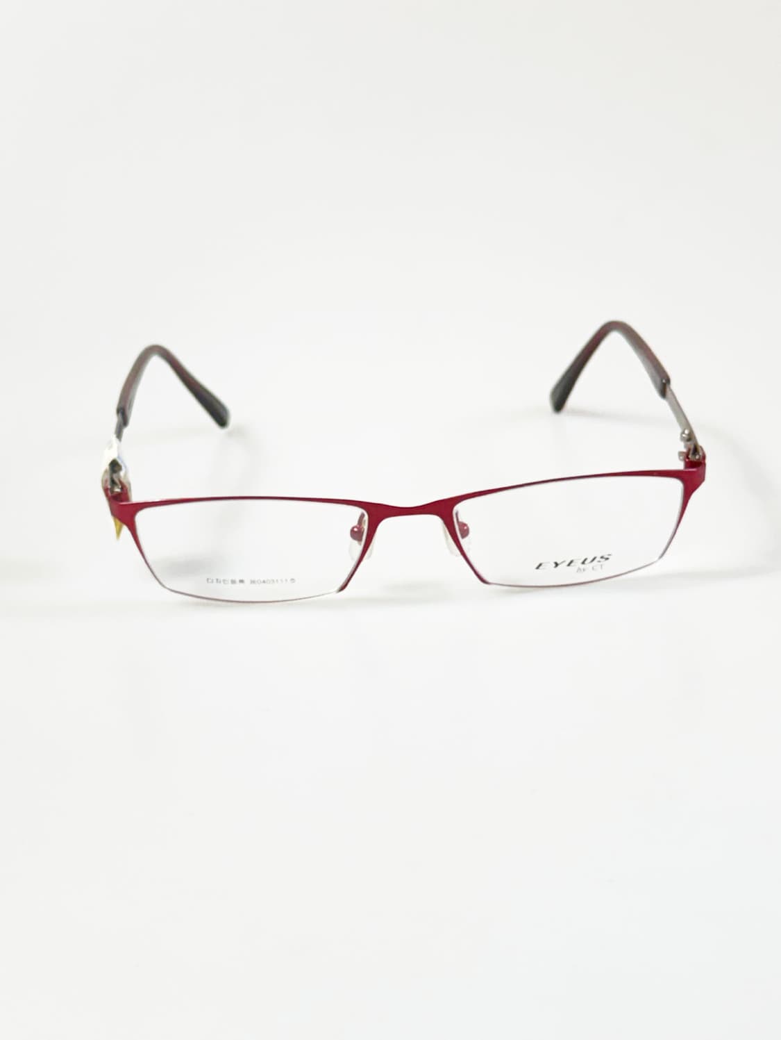 EYEUS 레드 티타늄 슬림 스퀘어 빈티지 안경 상품이미지1