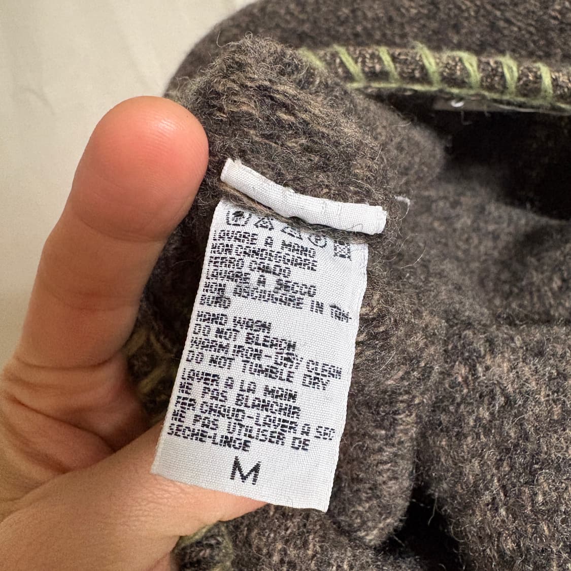 베네통 Made in Italy 버진울 핸드스티치 가디건 / 브라운, M 상품이미지9