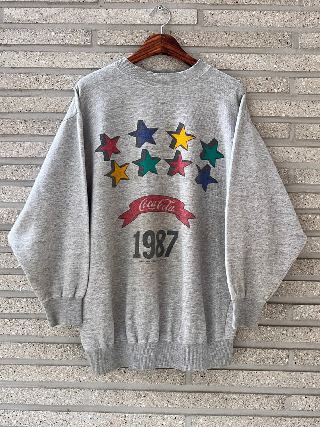 [L]80's 코카콜라 USA 스타 프린팅 그레이 스웻셔츠 상품이미지1