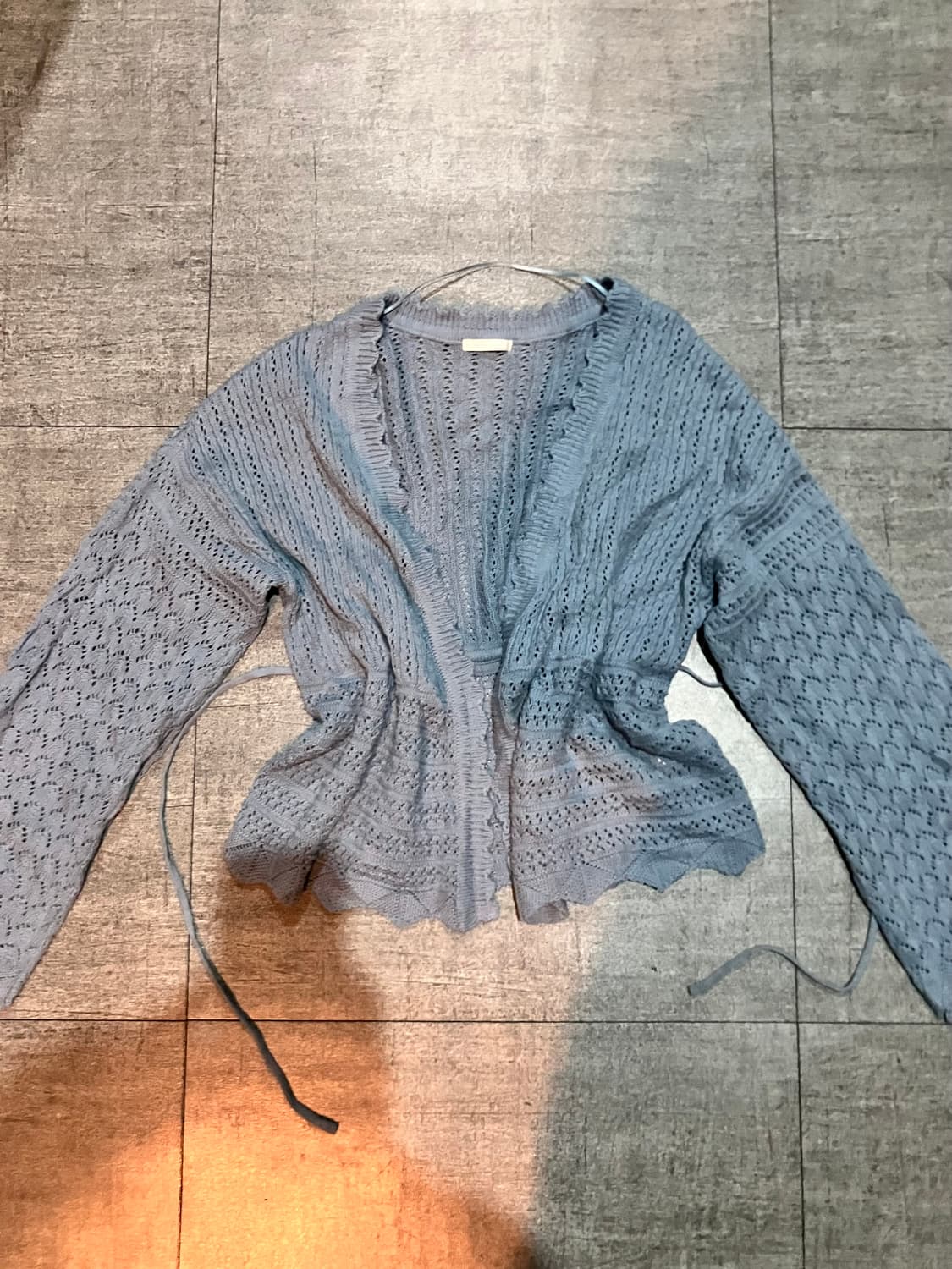 일본빈티지 하구미모리걸 달천깔페어리 셔링 니트가디건 스카이블루 상품이미지2