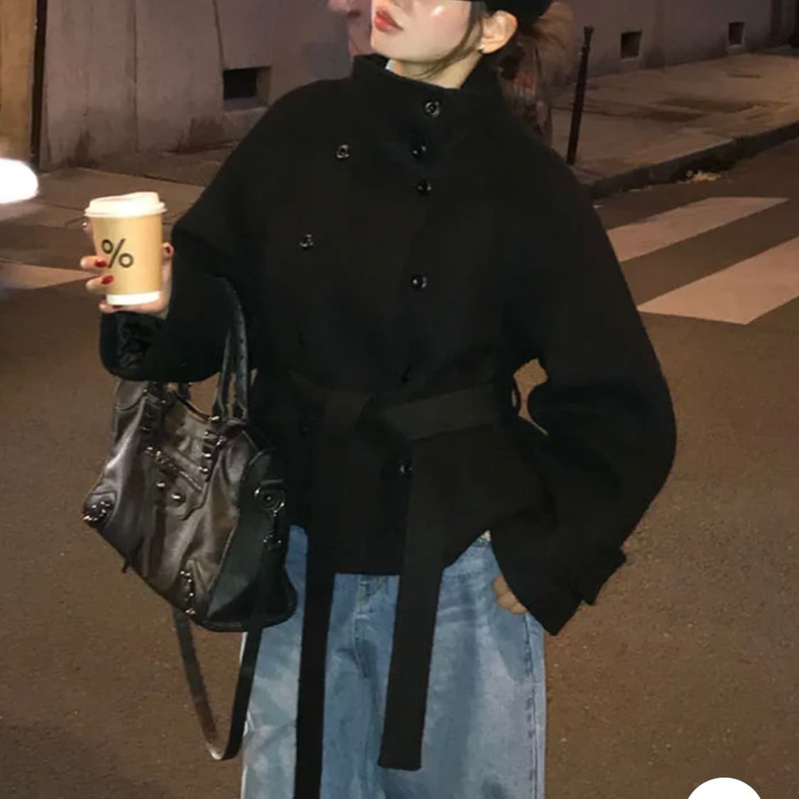 하이넥 버튼 울코트 상품이미지2