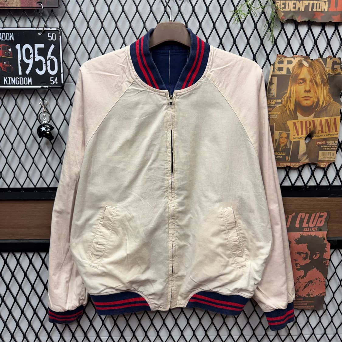 90s MLB 클리블랜드 인디언스 리버시블 핀스트라이프 자켓 상품이미지3