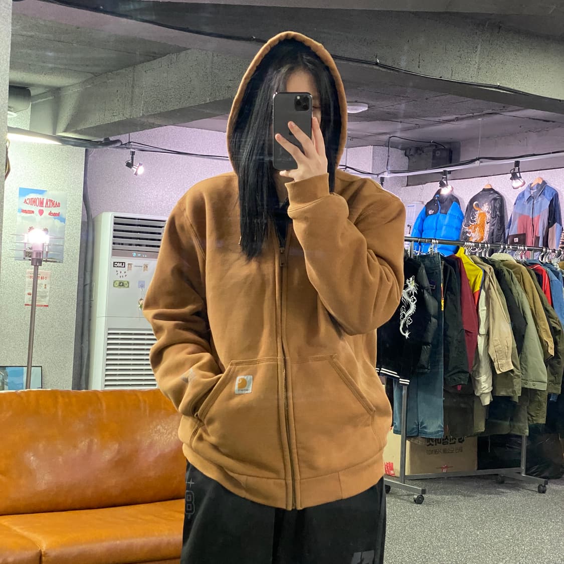 칼하트 패치로고 헤비웨이트 브라운 후드집업 B4035 상품이미지1