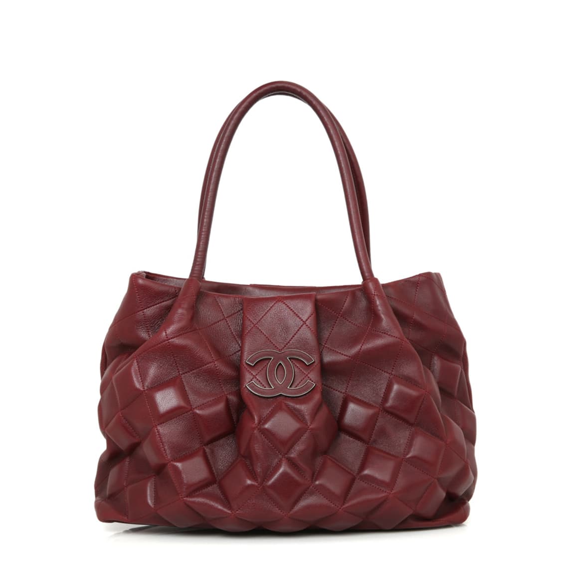 샤넬 버건디 큐브 퀼팅 숄더 슬로운 슬론 카프레더 토트 상품이미지1